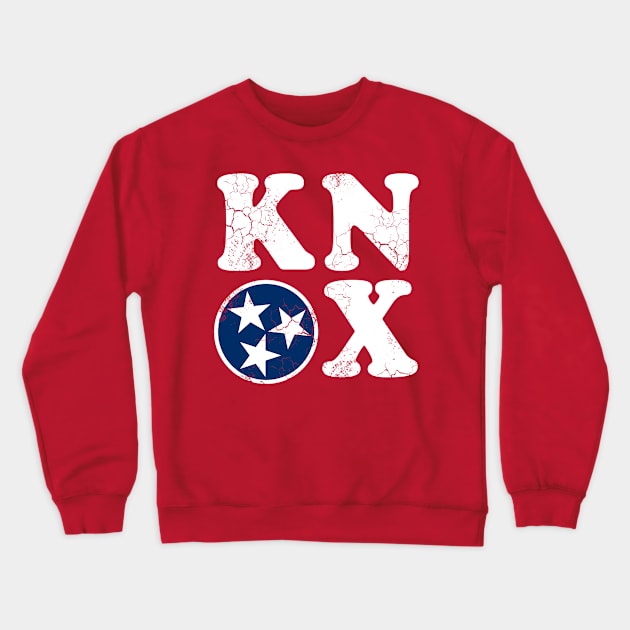 Knox Knoxville Tennessee Flag Vintage Fade Crewneck Sweatshirt by E